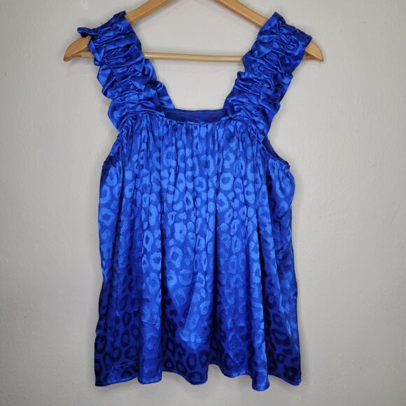 Entro Blue Leopard Print Blouse - Picture 7 of 7